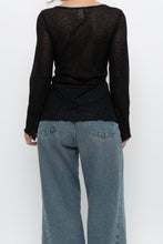 Load image into Gallery viewer, Vintage x Made in USA x Black Glitter Mesh Long Sleeve (M)