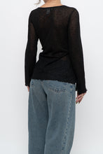 Load image into Gallery viewer, Vintage x Made in USA x Black Glitter Mesh Long Sleeve (M)