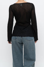 Load image into Gallery viewer, Vintage x Made in USA x Black Glitter Mesh Long Sleeve (M)