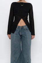 Load image into Gallery viewer, Vintage x Made in USA x Black Glitter Mesh Long Sleeve (M)