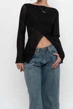 Load image into Gallery viewer, Vintage x Made in USA x Black Glitter Mesh Long Sleeve (M)