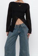 Load image into Gallery viewer, Vintage x Made in USA x Black Glitter Mesh Long Sleeve (M)