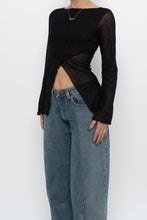 Load image into Gallery viewer, Vintage x Made in USA x Black Glitter Mesh Long Sleeve (M)