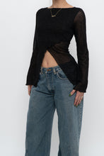 Load image into Gallery viewer, Vintage x Made in USA x Black Glitter Mesh Long Sleeve (M)