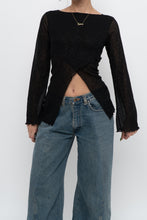 Load image into Gallery viewer, Vintage x Made in USA x Black Glitter Mesh Long Sleeve (M)