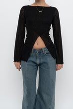 Load image into Gallery viewer, Vintage x Made in USA x Black Glitter Mesh Long Sleeve (M)