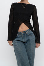 Load image into Gallery viewer, Vintage x Made in USA x Black Glitter Mesh Long Sleeve (M)
