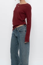 Load image into Gallery viewer, BRUNETTE THE LABEL x Red Burgundy Ribbed Long Sleeve (S-XL)