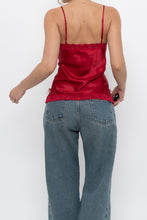 Load image into Gallery viewer, Vintage x LA VIE EN ROSE Red Satin Lace Tank (S)