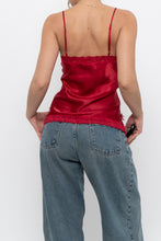 Load image into Gallery viewer, Vintage x LA VIE EN ROSE Red Satin Lace Tank (S)