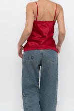Load image into Gallery viewer, Vintage x LA VIE EN ROSE Red Satin Lace Tank (S)