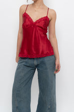 Load image into Gallery viewer, Vintage x LA VIE EN ROSE Red Satin Lace Tank (S)