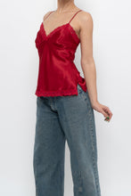 Load image into Gallery viewer, Vintage x LA VIE EN ROSE Red Satin Lace Tank (S)