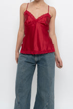 Load image into Gallery viewer, Vintage x LA VIE EN ROSE Red Satin Lace Tank (S)