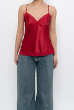 Load image into Gallery viewer, Vintage x LA VIE EN ROSE Red Satin Lace Tank (S)