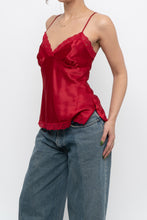 Load image into Gallery viewer, Vintage x LA VIE EN ROSE Red Satin Lace Tank (S)