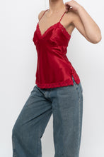 Load image into Gallery viewer, Vintage x LA VIE EN ROSE Red Satin Lace Tank (S)