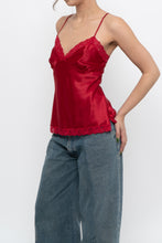 Load image into Gallery viewer, Vintage x LA VIE EN ROSE Red Satin Lace Tank (S)
