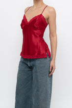 Load image into Gallery viewer, Vintage x LA VIE EN ROSE Red Satin Lace Tank (S)