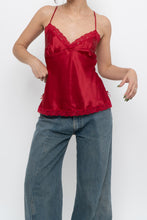 Load image into Gallery viewer, Vintage x LA VIE EN ROSE Red Satin Lace Tank (S)
