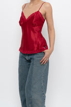 Load image into Gallery viewer, Vintage x LA VIE EN ROSE Red Satin Lace Tank (S)