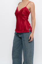 Load image into Gallery viewer, Vintage x LA VIE EN ROSE Red Satin Lace Tank (S)