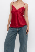 Load image into Gallery viewer, Vintage x LA VIE EN ROSE Red Satin Lace Tank (S)