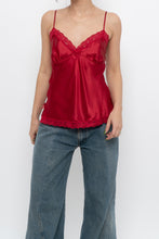 Load image into Gallery viewer, Vintage x LA VIE EN ROSE Red Satin Lace Tank (S)