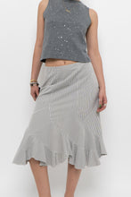 Load image into Gallery viewer, Vintage x Made in India x White Striped Cotton Assymetric Skirt (S, M)