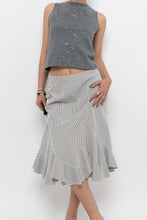 Load image into Gallery viewer, Vintage x Made in India x White Striped Cotton Assymetric Skirt (S, M)