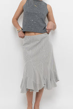 Load image into Gallery viewer, Vintage x Made in India x White Striped Cotton Assymetric Skirt (S, M)