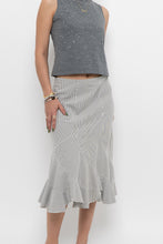 Load image into Gallery viewer, Vintage x Made in India x White Striped Cotton Assymetric Skirt (S, M)