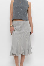 Load image into Gallery viewer, Vintage x Made in India x White Striped Cotton Assymetric Skirt (S, M)