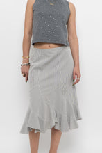 Load image into Gallery viewer, Vintage x Made in India x White Striped Cotton Assymetric Skirt (S, M)