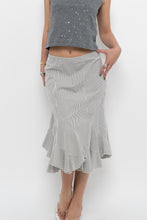 Load image into Gallery viewer, Vintage x Made in India x White Striped Cotton Assymetric Skirt (S, M)