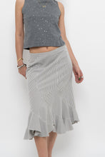 Load image into Gallery viewer, Vintage x Made in India x White Striped Cotton Assymetric Skirt (S, M)
