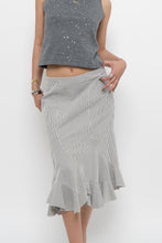 Load image into Gallery viewer, Vintage x Made in India x White Striped Cotton Assymetric Skirt (S, M)