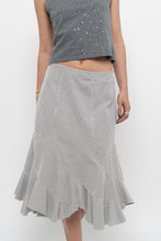 Load image into Gallery viewer, Vintage x Made in India x White Striped Cotton Assymetric Skirt (S, M)