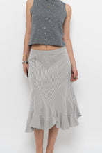 Load image into Gallery viewer, Vintage x Made in India x White Striped Cotton Assymetric Skirt (S, M)
