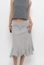 Load image into Gallery viewer, Vintage x Made in India x White Striped Cotton Assymetric Skirt (S, M)