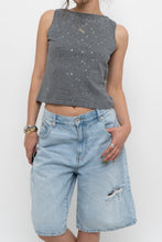 Load image into Gallery viewer, Vintage x Made in Hong Kong x BRAEMER Grey Cotton Sequin Cropped Tank (XS, S)