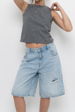 Load image into Gallery viewer, Vintage x Made in Hong Kong x BRAEMER Grey Cotton Sequin Cropped Tank (XS, S)