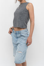 Load image into Gallery viewer, Vintage x Made in Hong Kong x BRAEMER Grey Cotton Sequin Cropped Tank (XS, S)