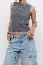 Load image into Gallery viewer, Vintage x Made in Hong Kong x BRAEMER Grey Cotton Sequin Cropped Tank (XS, S)