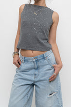 Load image into Gallery viewer, Vintage x Made in Hong Kong x BRAEMER Grey Cotton Sequin Cropped Tank (XS, S)