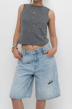 Load image into Gallery viewer, Vintage x Made in Hong Kong x BRAEMER Grey Cotton Sequin Cropped Tank (XS, S)