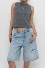 Load image into Gallery viewer, Vintage x Made in Hong Kong x BRAEMER Grey Cotton Sequin Cropped Tank (XS, S)