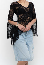 Load image into Gallery viewer, Vintage x Black Mesh Patterned Long Sleeve (S)