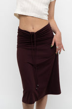 Load image into Gallery viewer, Vintage x EDDIE BAUER Dark Plum Cinched Midi Skirt (XS, S)