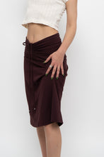 Load image into Gallery viewer, Vintage x EDDIE BAUER Dark Plum Cinched Midi Skirt (XS, S)